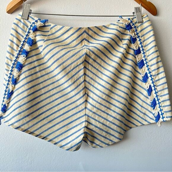 Dodo Bar Or Cotton shorts with pom-pom detail Striped Blue and Cream - Picture 3 of 10